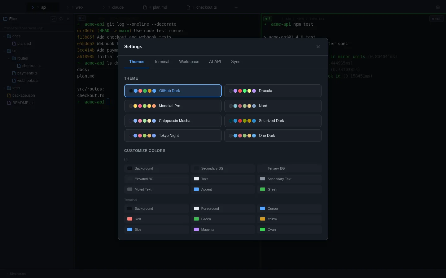 Theme settings